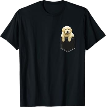 Golden Retriever In Pocket T Shirt Puppy Dog in Your Pocket T-Shirt for Men Women Kids