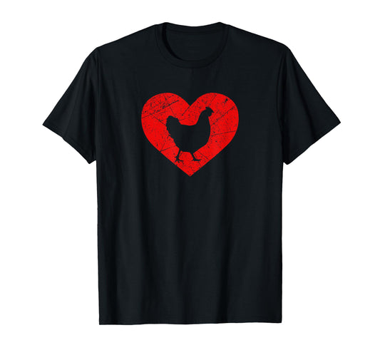 Vintage Chicken Lover Heart Love Valentine's Day T-Shirt
