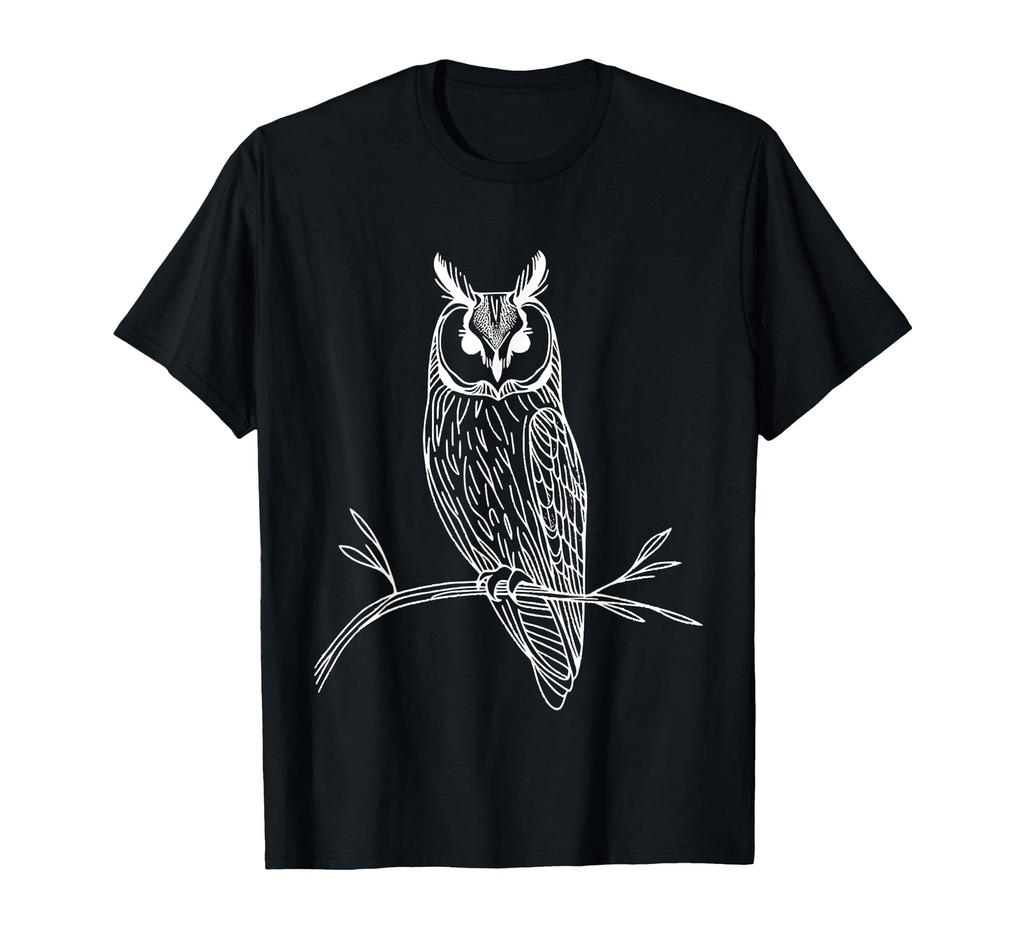 Line Art Bird & Ornithologist Long-Eared Owl T-Shirt