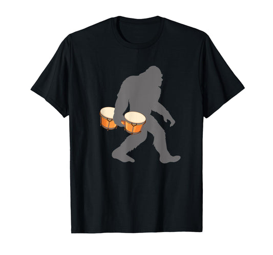 Funny Bongosero Bigfoot musician with Bongo Drum T-Shirt