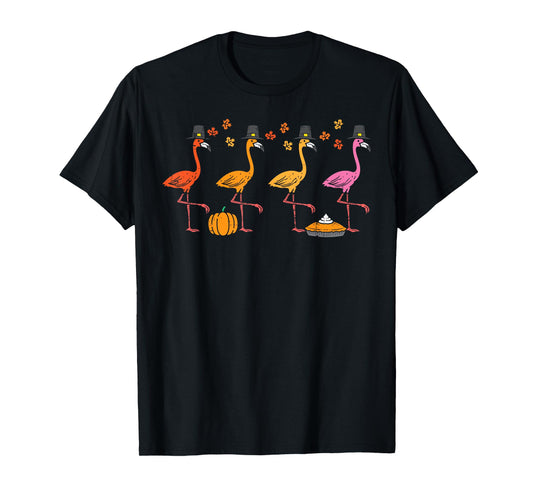 Thanksgiving Flamingos Funny Fall Autumn Bird Men Women Kids T-Shirt