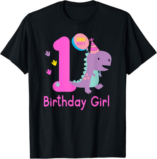 First Birthday Dinosaur Girl T-Rex Matching Family Party One T-Shirt