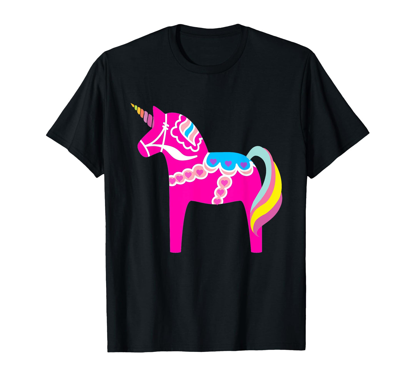 Pink Dala Horse Unicorn Swedish Dalecarlian Horse T-Shirt