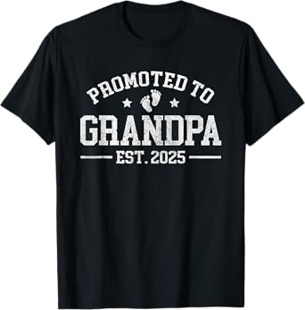 Promoted to Grandpa est. 2025 Grandparents Baby Announcement T-Shirt