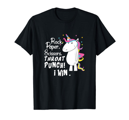 Rock Paper Scissors Throat Punch I Win Unicorn Outfit T-Shirt