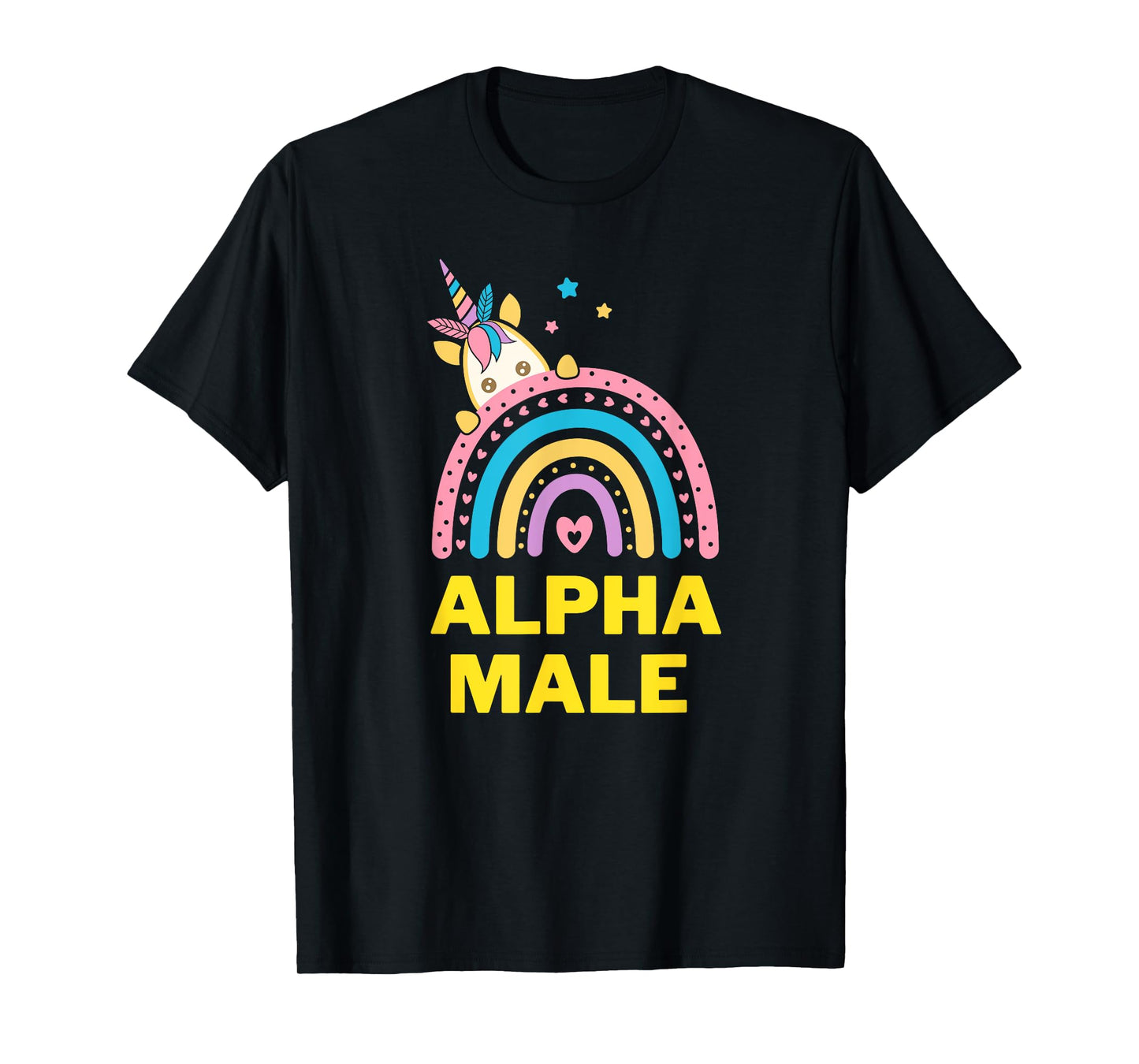 Ironic Alpha Male Unicorn Rainbow, Funny Unisex Graphic Tee T-Shirt