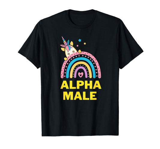 Ironic Alpha Male Unicorn Rainbow, Funny Unisex Graphic Tee T-Shirt