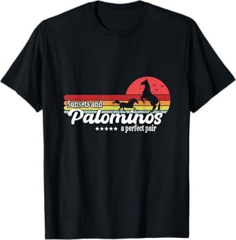 Vintage Sunset Horse Riding Palomino Breed Cowgirl T-Shirt