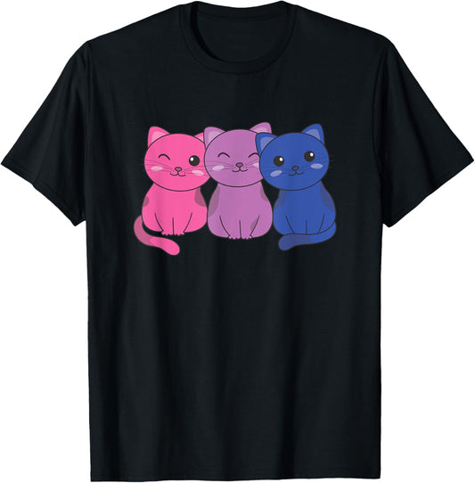 Bi Flag Pride LGBTQ Cats Bisexual cat T-Shirt