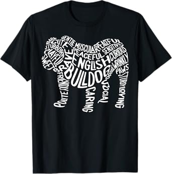English Bulldog Typography T shirt Word Art Funny Dog Gift T-Shirt