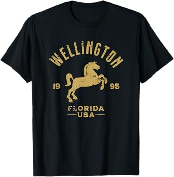 Wellington Florida USA Equestrian Horse Distressed Design T-Shirt