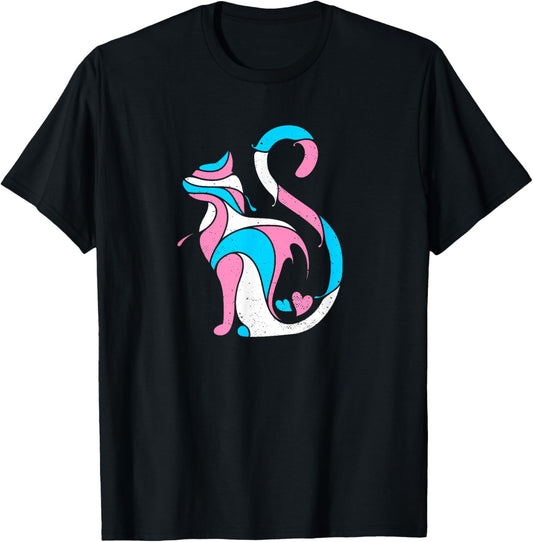 Transgender Cat LGBT Rights Cat Lover Pride Flag T-Shirt