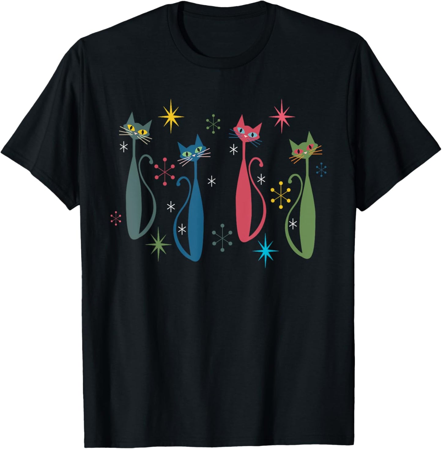 Atomic Cat Mid Century Modern Cats Art Vintage Retro Women T-Shirt