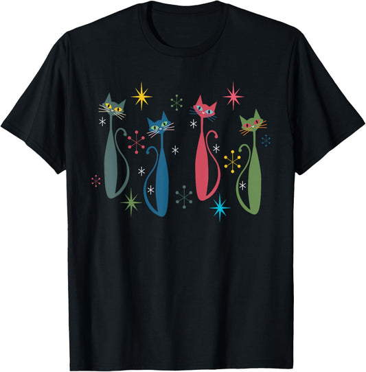 Atomic Cat Mid Century Modern Cats Art Vintage Retro Women T-Shirt