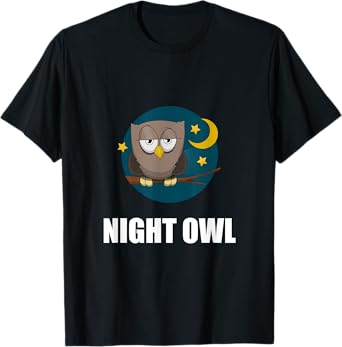 Night Owl Moon Cartoon Funny T-Shirt T-Shirt