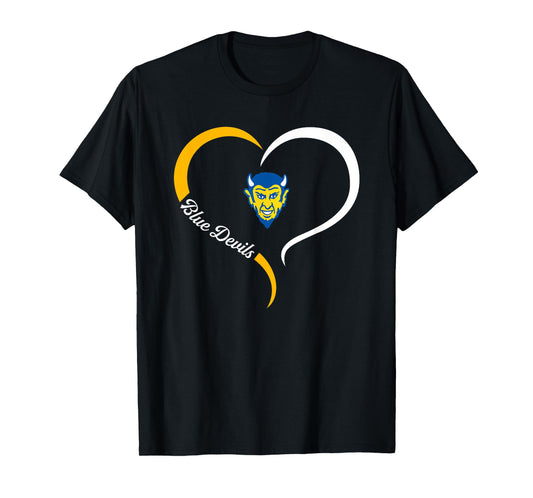Tallmadge Blue Devils Logo Half Heart Slogan HS T-Shirt