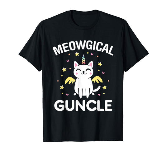 Meowgical Guncle Magical Kitty Cat Unicorn T-Shirt