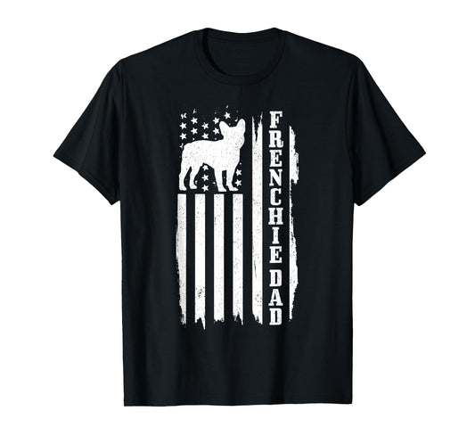 French Bulldog American Flag Frenchie Dog T-Shirt for Men