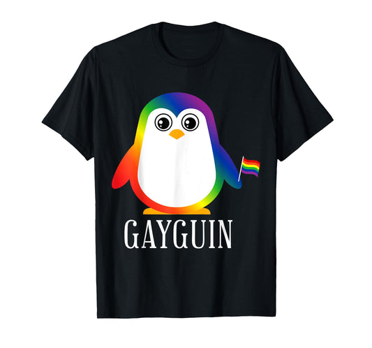 Gay Penguin Rainbow Pride Flag LGBTQ Cool LGBT Ally Gift T-Shirt
