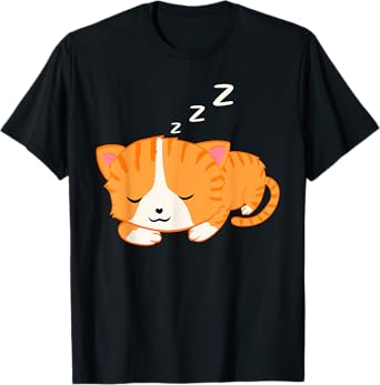 Sleeping Snoring Graphic Cat Animal Tshirt T-Shirt for Men Women Kids