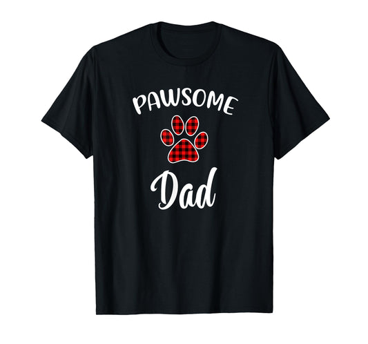 Dog DaD Paw Print Red Buffalo Plaid Matching Pajama Men Women T-Shirt