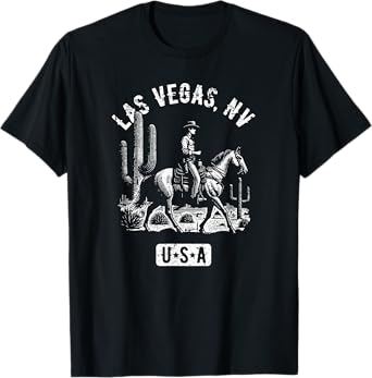 Las Vegas Nevada USA Cowboy Horse Distressed Style Design T-Shirt