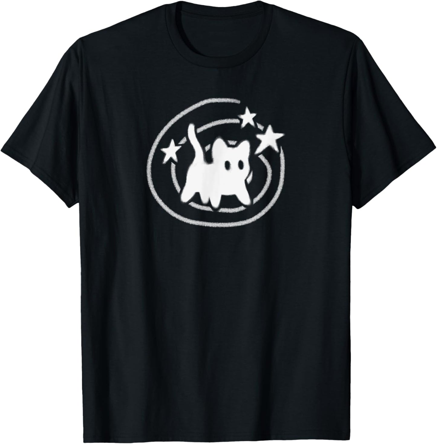 Y2K 90s Scary Tomcat Cat is Scared under Starry Tail T-Shirt
