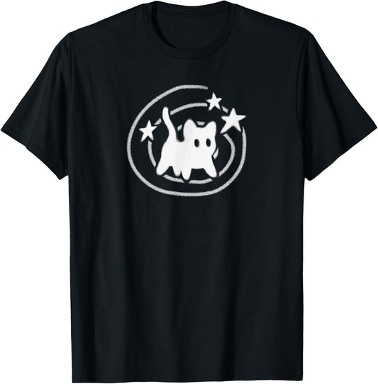 Y2K 90s Scary Tomcat Cat is Scared under Starry Tail T-Shirt