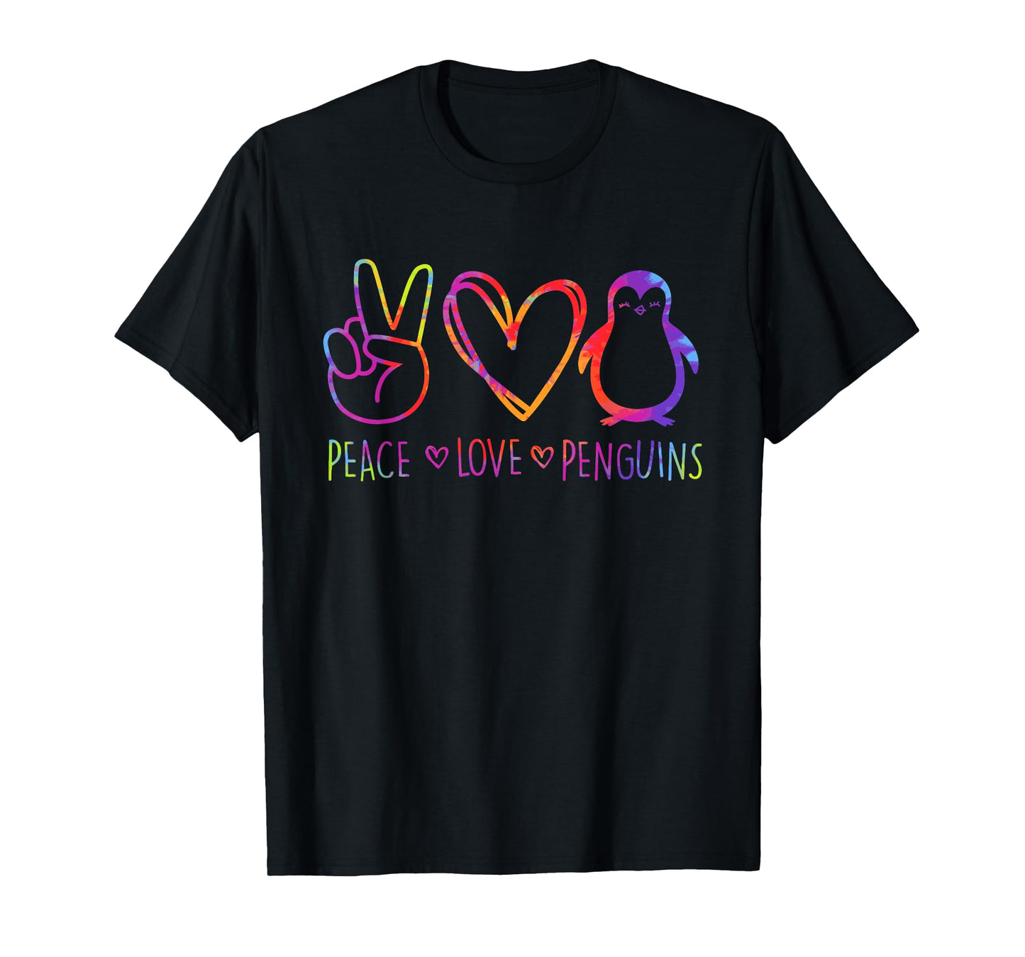 Peace Love Penguins Hippie Design T-Shirt