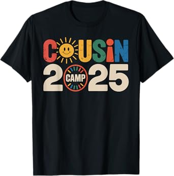 Cousin Camp 2025 Camping Campfire Summer Vacation Family T-Shirt