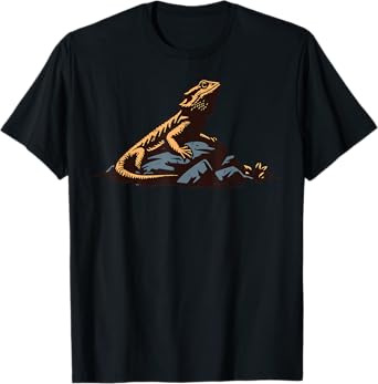 Bearded Dragon On Rock Beardie Lover Reptile Men Women Kids T-Shirt