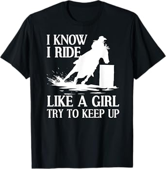 Funny Barrel Racing Art For Women Girls Cowgirl Barrel Racer T-Shirt