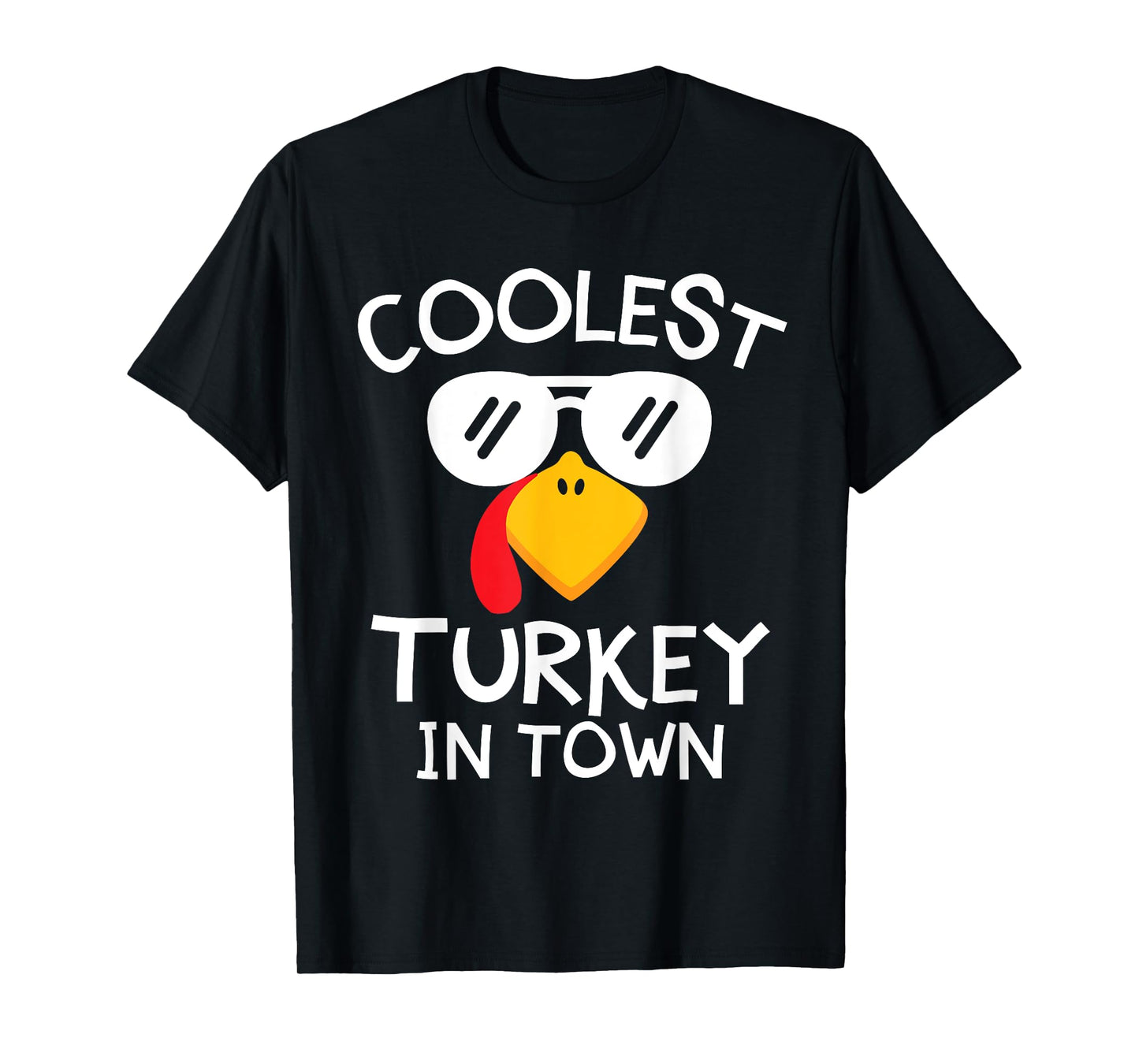 Funny Coolest Turkey in Town Cute Thanksgiving Boys Girls T-Shirt