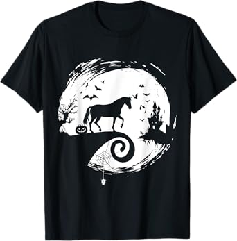 Horse Halloween Costume Moon Silhouette Creepy Horror T-Shirt