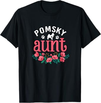 Pomsky Dog Aunt Gifts For Womens Mom Dog Pet Lover Christmas T-Shirt
