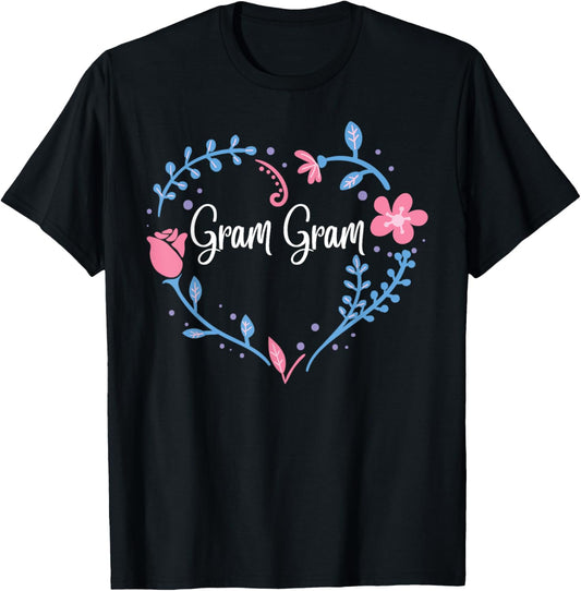 Flower Gram Gram T-Shirt Grandma Christmas Birthday Gift Tee T-Shirt