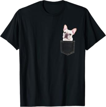 FRENCHIE Dog in Chest Pocket Dog In A Pocket Gift T-Shirt for Men Women Girls Kids