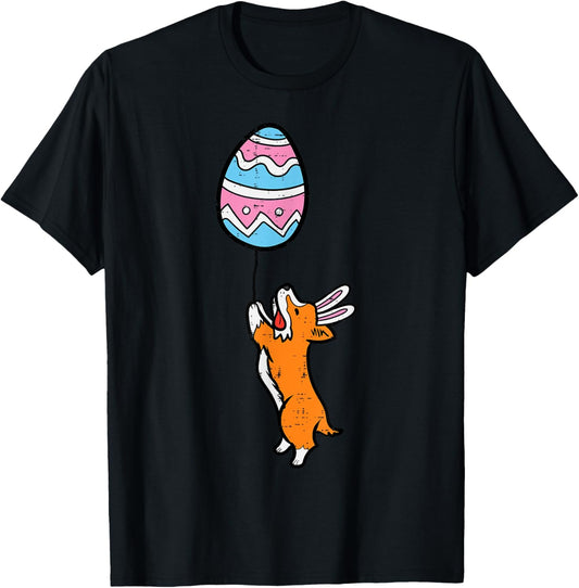 Welsh Corgi Bunny Easter Egg Balloon Dog Lover Men Women Kid T-Shirt