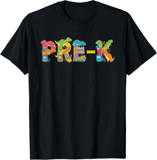 Funny T Rex Pre K Back to School Kids Boys Girls Dinosaur T-Shirt