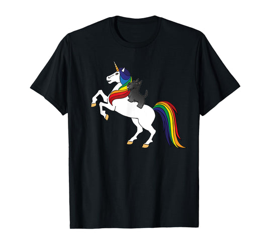 Cute Kid Girls Womens Rainbow Unicorn Scottish Terrier Lover T-Shirt