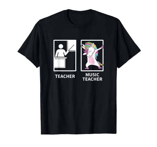 Music Teacher Shirts, Dabbing Unicorn Teacher Gift T-Shirt