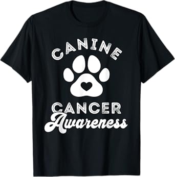 Canine Cancer Awareness Pet Awareness Heart Paw Print T-Shirt
