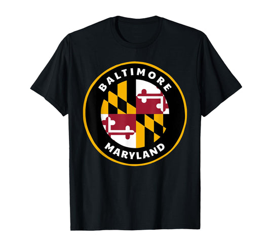 Baltimore Maryland MD Flag Pride Badge Souvenir T-Shirt