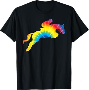 Tie Dye English Hunter Jumper Girl Riding Horse Tee Gift T-Shirt