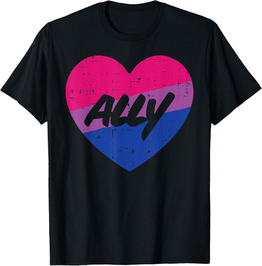 Ally Bisexual Color Heart Cute Bi Pride Flag LGBTQ Men Women T-Shirt