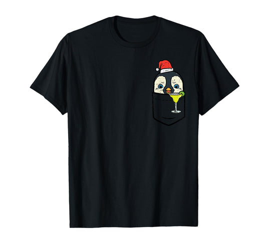 Pocket Santa Penguin Cute Christmas In July Summer Xmas Bird T-Shirt