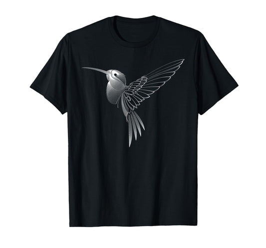 Hummingbird Dot Line Art Bird Portrait Sketch - Hummingbird T-Shirt