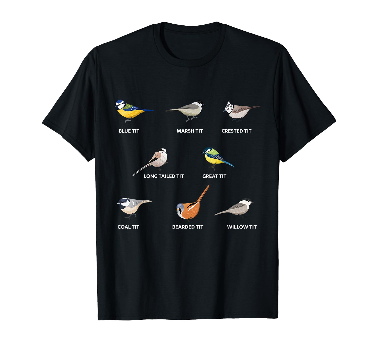 Collection of tit birds Blue tit, great tit & more (Gift) T-Shirt