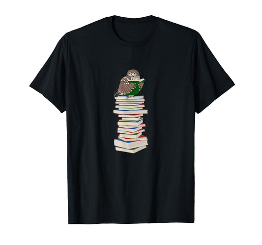 Owl with Books Bird Birdlover Birdwatcher Animal Biologist T-Shirt
