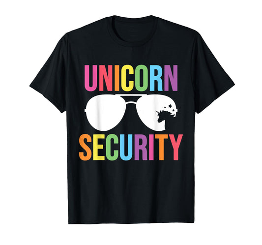 Unicorn Security Birthday Family Halloween Costume Dad Mom T-Shirt